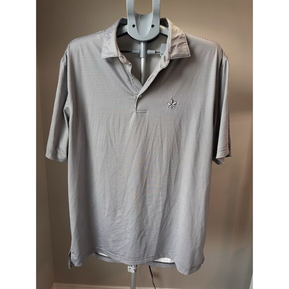 Peter Millar Other - Peter Millar Summer Comfort Polo Mens L Silver Oak Leaf Gray Houndstooth